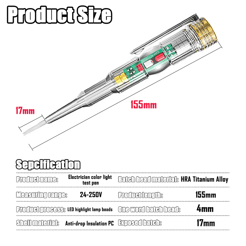 1/2/3/4PCS อัจฉริยะ Induction เครื่องตรวจจับแรงดันไฟฟ้าปากกา24-250V เครื่องทดสอบวงจรไขควงไฟฟ้าตัวบ่งชี้ช่างไฟฟ้า