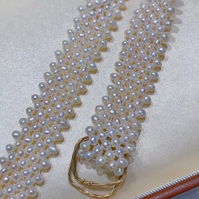

SGARIT Trending Pearl Jewelry DIY Heavy Industry Weaving 14k Filled Gold Natural Freshwater Baby Pearl Bracelet Jewellery