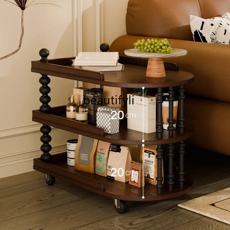 

xz1French retro side table removable solid wood shelf living room sofa side table antique American small apartment