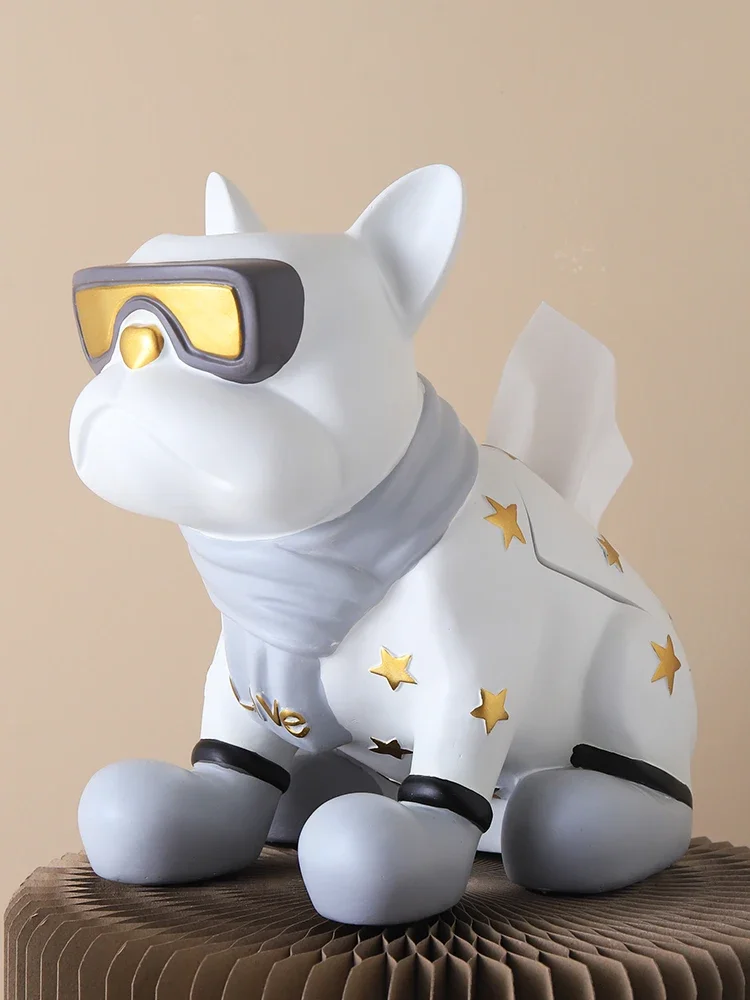 

Tea Table Nordic Home Decoration French Bulldog Statue Home Decor Table TV Cabinet Ornaments Tissue Box Bulldog Dog Sculpture