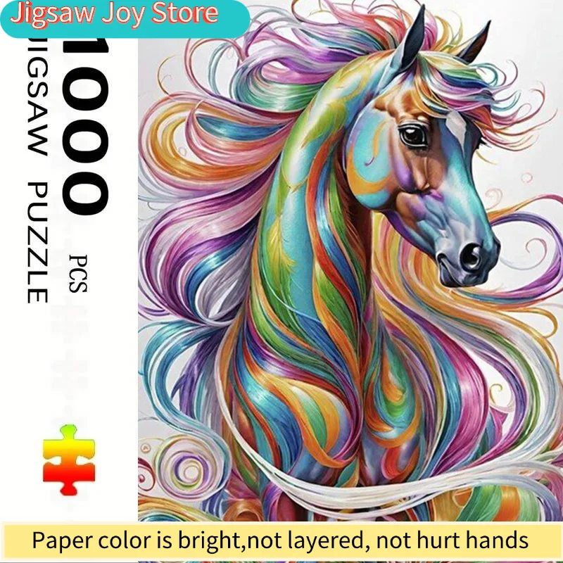 

A Adult Puzzle, Measuring 70.0X50.01 cm, Featuring Colorful Artistic Animals And an Old Horse Design, Perfect for Creative Fu