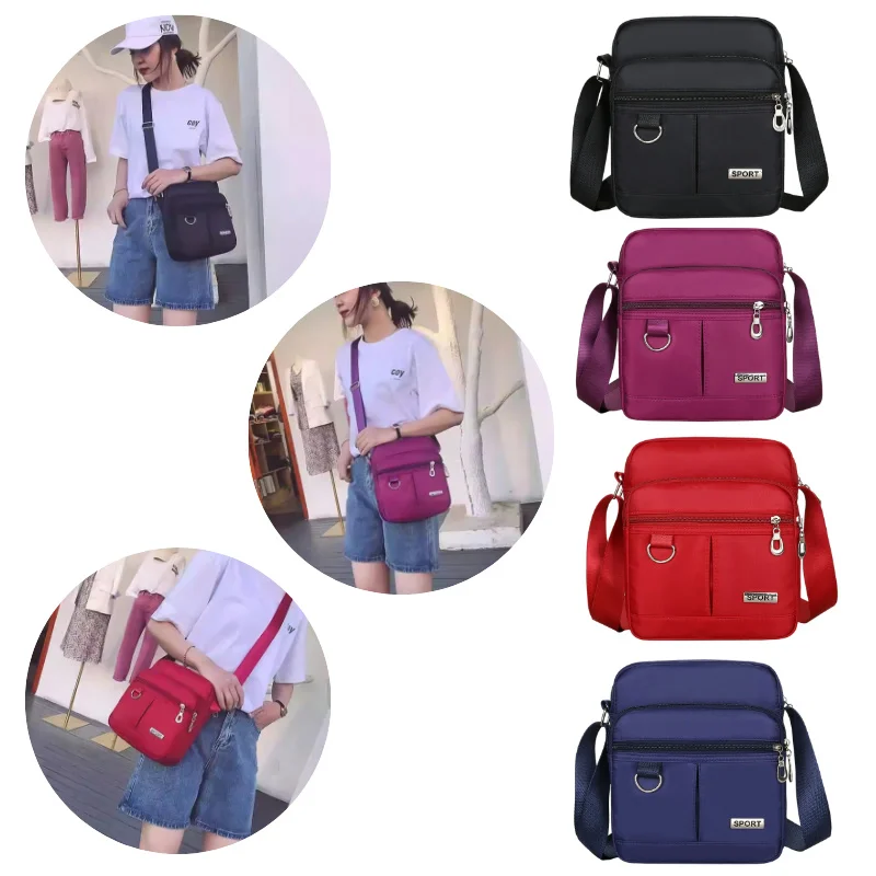 Multi Pocket High-capacity Ladies Nylon Crossbody Bag Cross Body Shoulder Bag Messenger Bag Oxford Flap Handbags