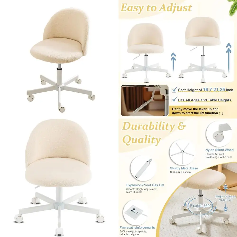 

Ergonomic Swivel Desk Chair with Lumbar Support, Creamy Beige, Ideal for Home Office and Bedroom