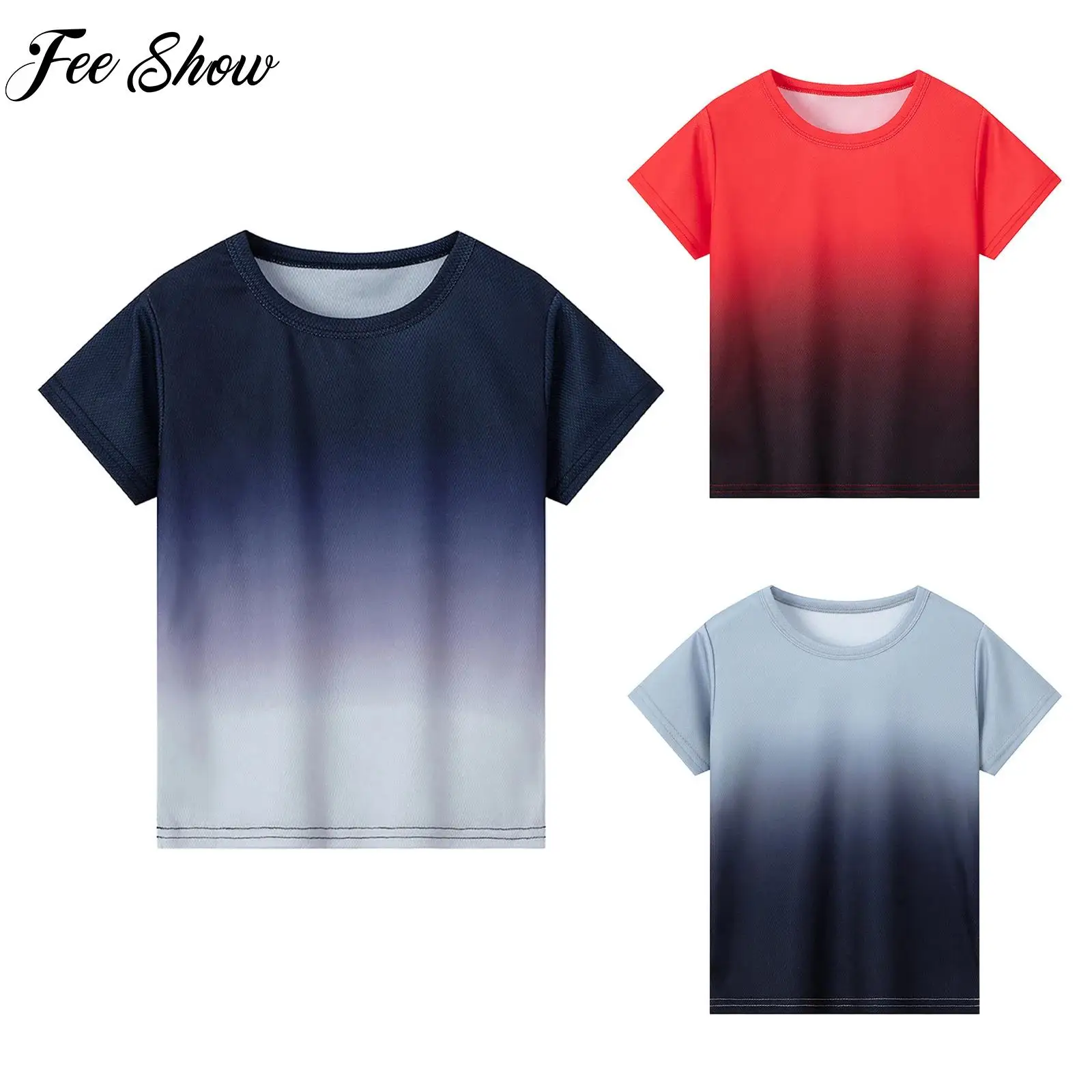 

Sports Children's Sets Quick-Drying Soccer Sports Athletic Gradient Color T-shirt Kids Boy Basketball Volleyball Summer Clothing