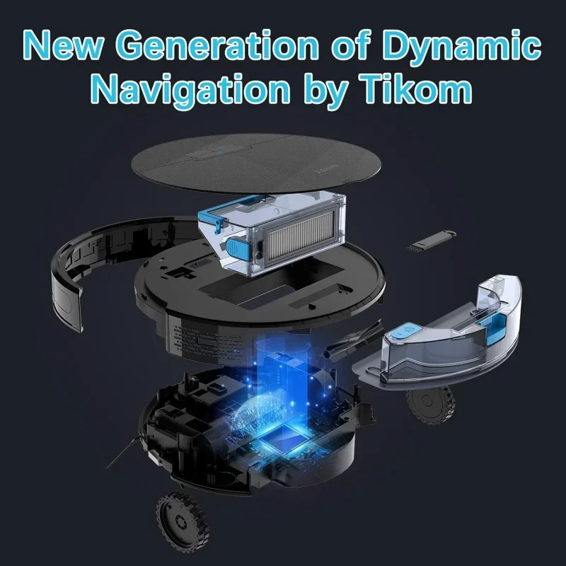 Tikom Robot Vacuum and Mop, G8000 Robot Vacuum Cleaner, 2700Pa Strong Suction, Self-Charging, Good for Hard Floors, Black