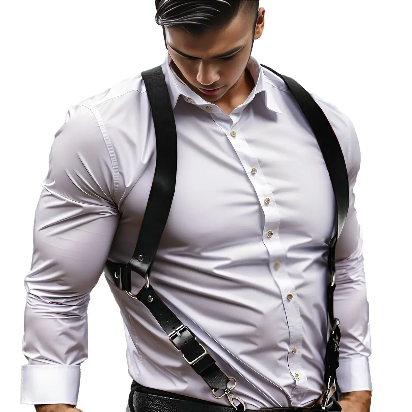 UYEE الحمالات الرجال السراويل الجلدية حقيبة ظهر قابلة للتعديل الحمالات الحمالات الرجال الكتف الأشرطة حزام الكبار الموضة #1