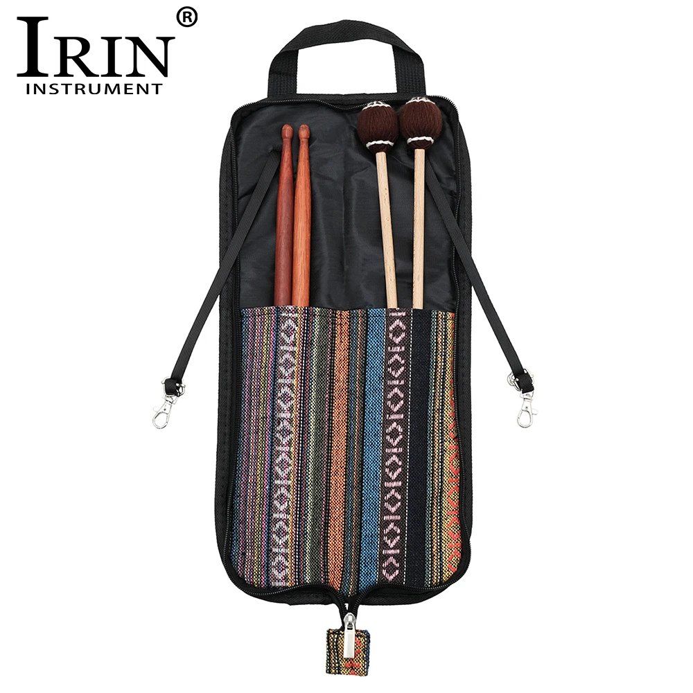 IRIN Drum Stick Bag Ethnic Style Striped Pattern Oxford Thicken Cloth Handbag Waterproof Drumstick Backpack Percussion Parts