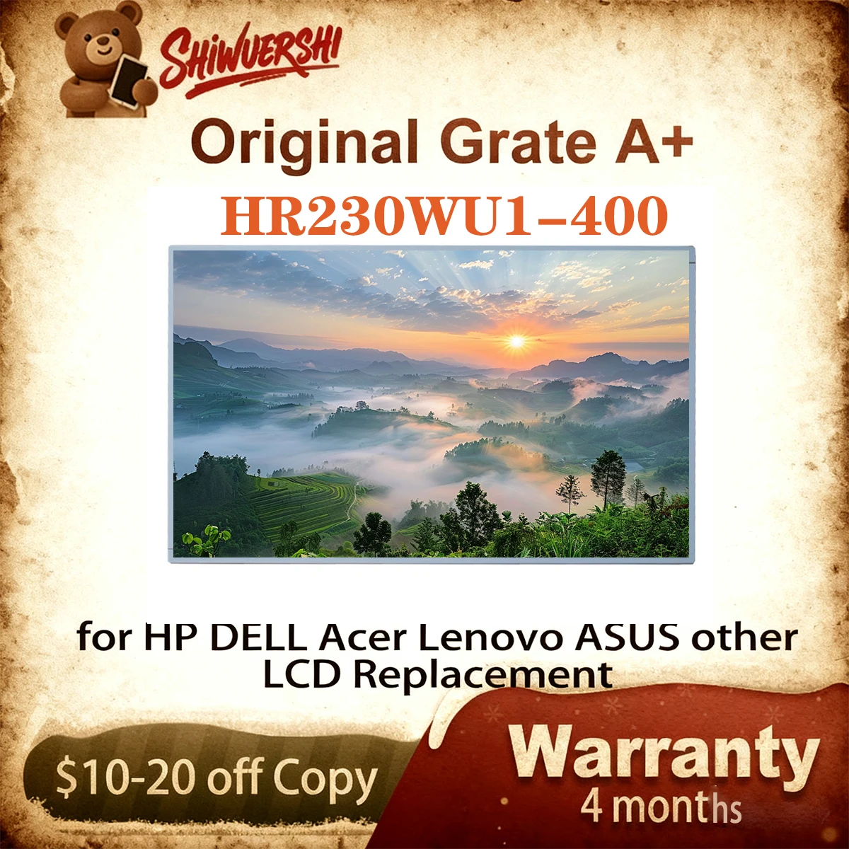 

Original New A+ 23 inch LCD Screen Display FHD HR230WU1 400 HR230WU1-400 1920*1080P 75Hz 30 pins Replacement for AIO Panel