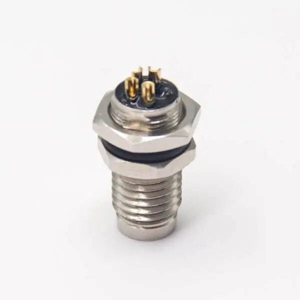 M8 4 Pin Sensor Connector Waterproof Socket Male Straight Blukhead Solder Cup for Cable