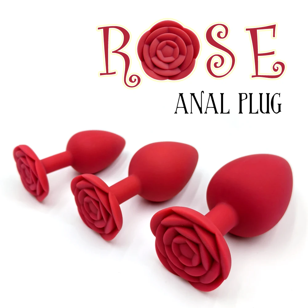 Tappo anale in morbido silicone a forma di rosa, da principiante a esperto, 3 misure, plug anale, dildo per allenamento anale, giocattoli sessuali per adulti, per coppie, donne e uomini_voghion.com