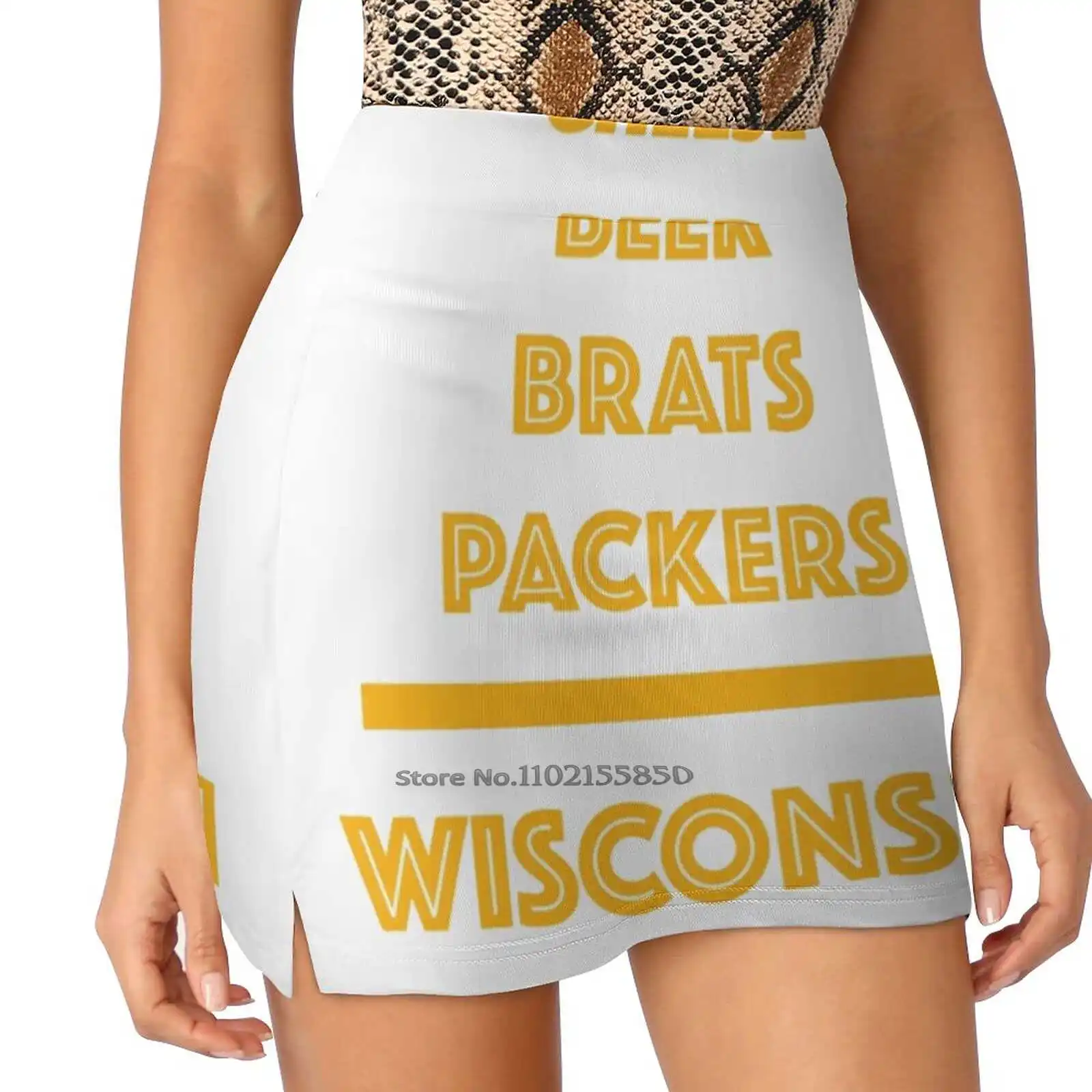 Cheese Beer Brats Packers..Wisconsin Summer Women'Sshorts Skirt 2 In 1 Fitness Yoga Skirt Tennis Skirts Green Bay Green Bay