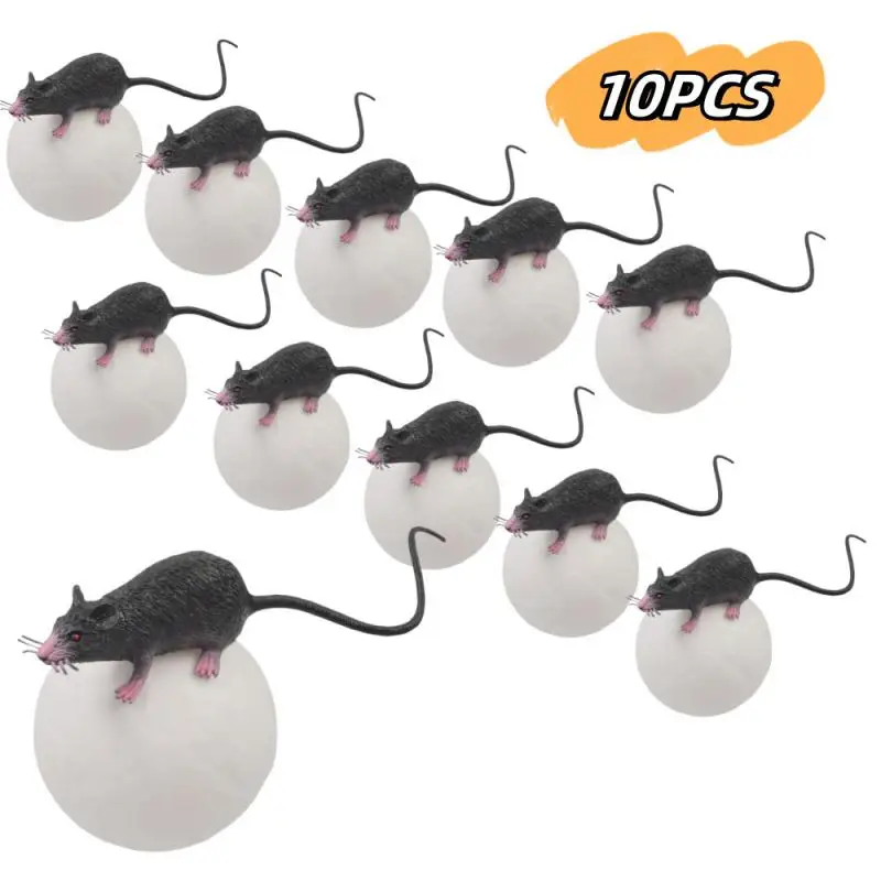 10pcs Halloween Artificial Plastic Mouse Halloween Party Terror Decor Scary Trick Prank Toy Practical Jokes Novelty Funny Toys