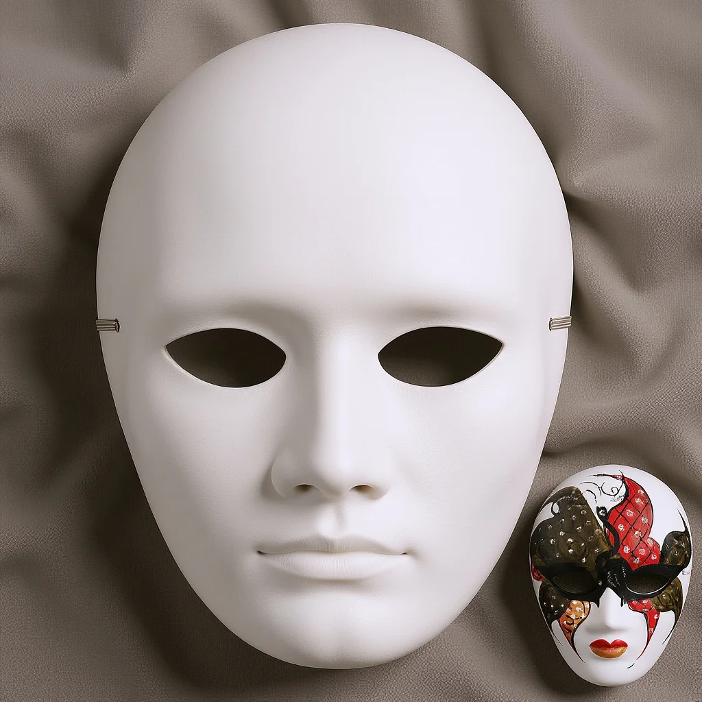 4Pcs Blank Masks White Paper Paintable Masks for DIY Masquerade Halloween Birthday Parties Blank Mask White Mask Costume