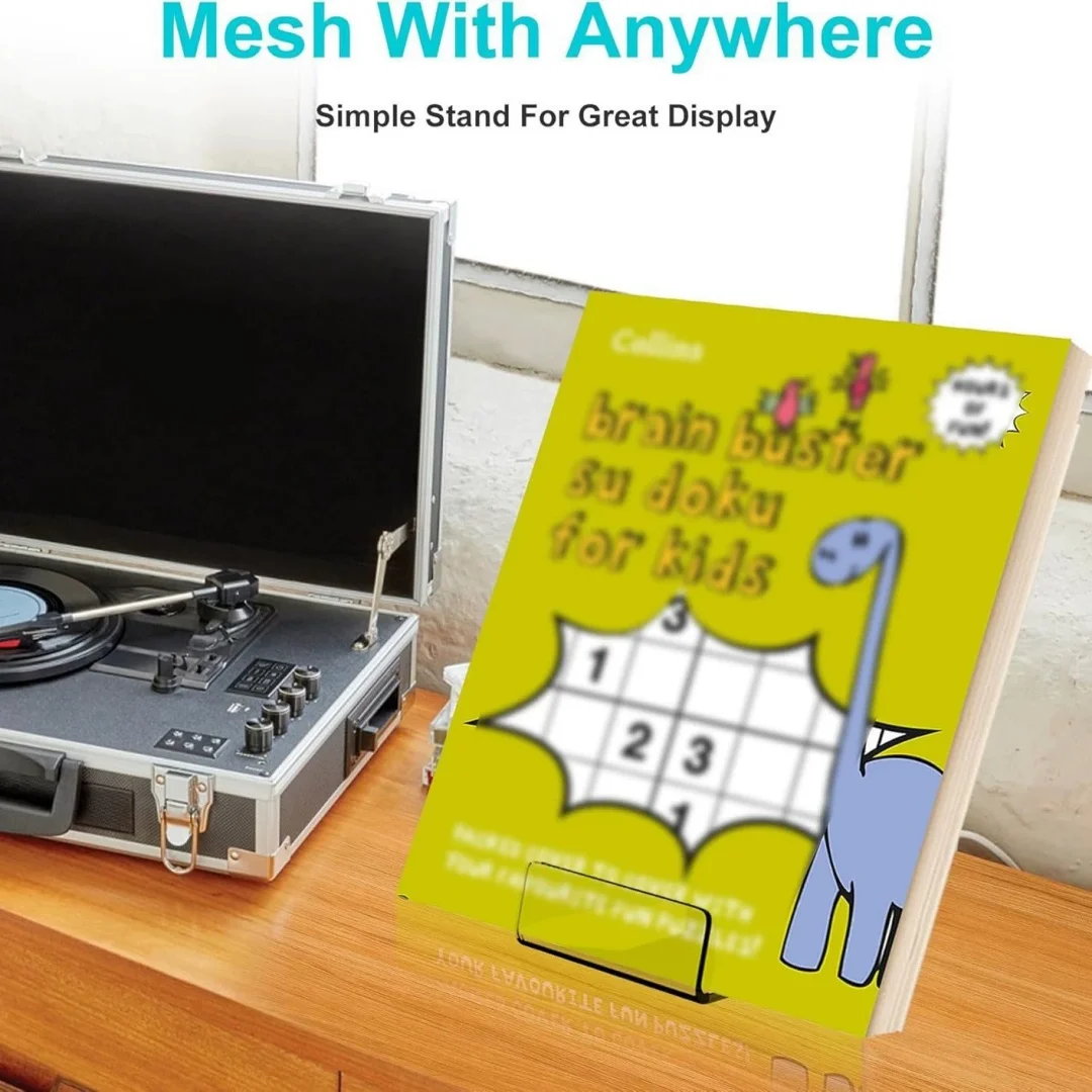 حامل كتب أكريليك حامل عرض شفاف بسيط حامل كتب شفاف حامل رف أكريليك شفاف لتخزين سطح المكتب المنزلي #3