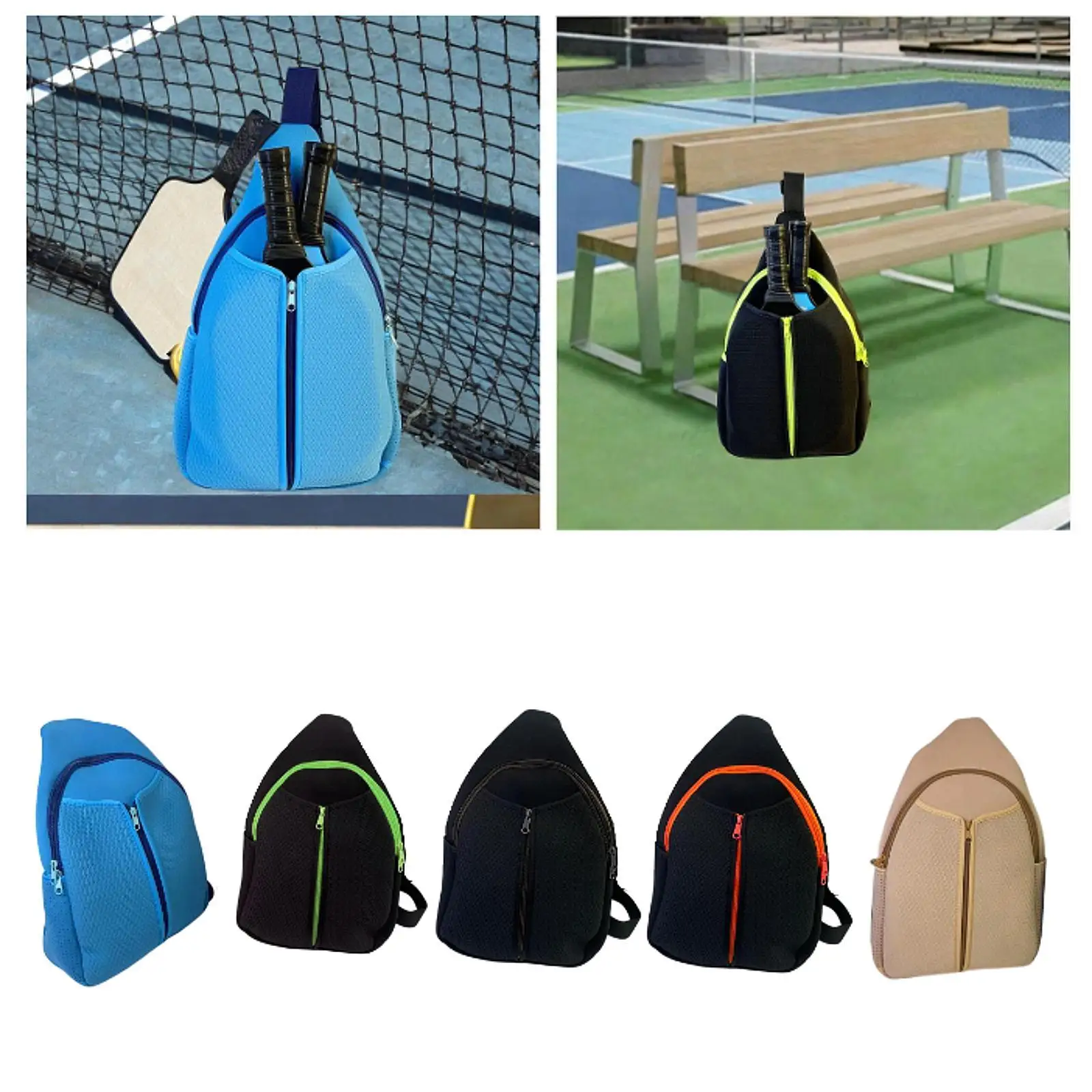 Portable Pickleball Bag with External Racket Pocket Waterproof Neoprene Shoulder Bag for Tennis Table Tennis Paddle Travel Gym