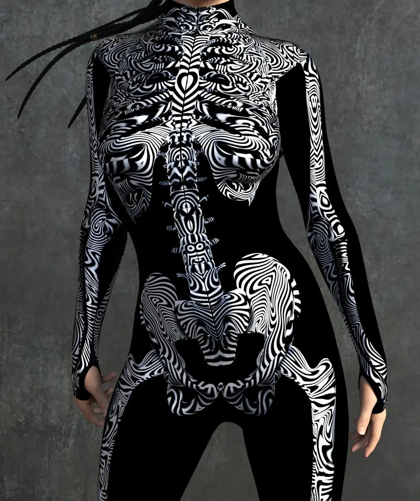 Karneval Totenkopf Party Bodysuit Damen Sexy Horror-Print Jumpsuit Feiertagsparty Maskerade Catsuit Kostüm Einzigartiges Aerial Yoga Set – Detail 15