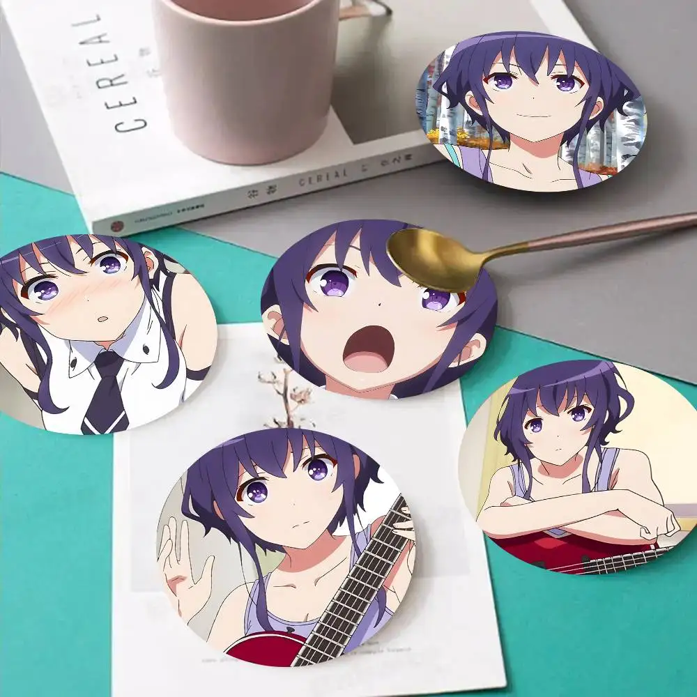 1pc Michiru Hyodo Anime Characters Wooden Coaster Colour Printing Cup Mat Home Desk Decoration Gifts