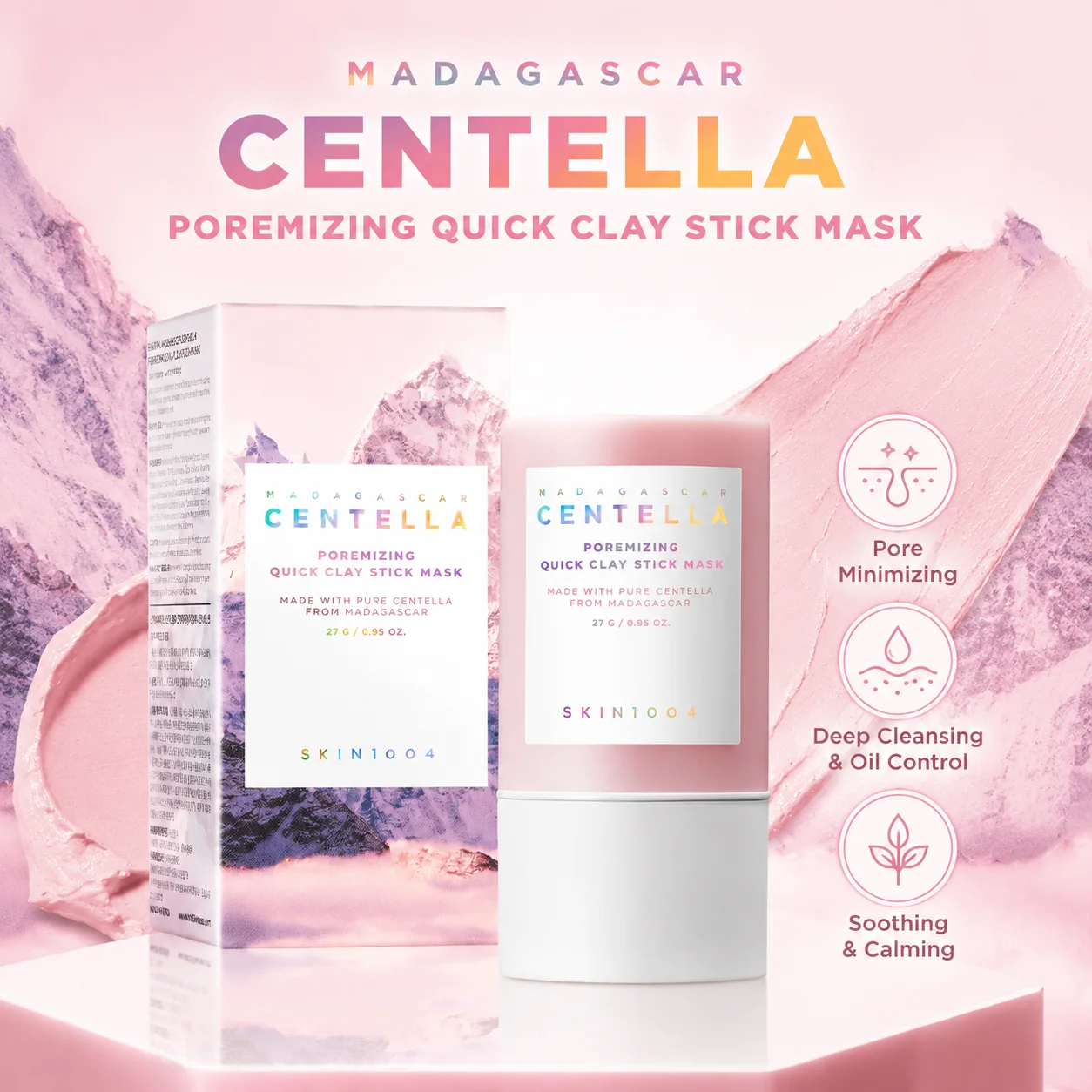Bentonite Clay Mask - 韓国産マダガスカルツボクサ毛穴引き締めクレイスティックマスク 27g ディープクレンジング ブライトニング オイルコントロール