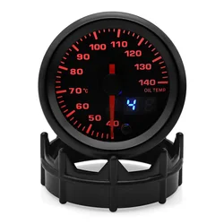 52mm Car Oil Temperature Gauge 7 Colors LED Dual Display 40-140 Celsius With 1/8NPT Car Temperature Sensor For 12V Gasoline Car