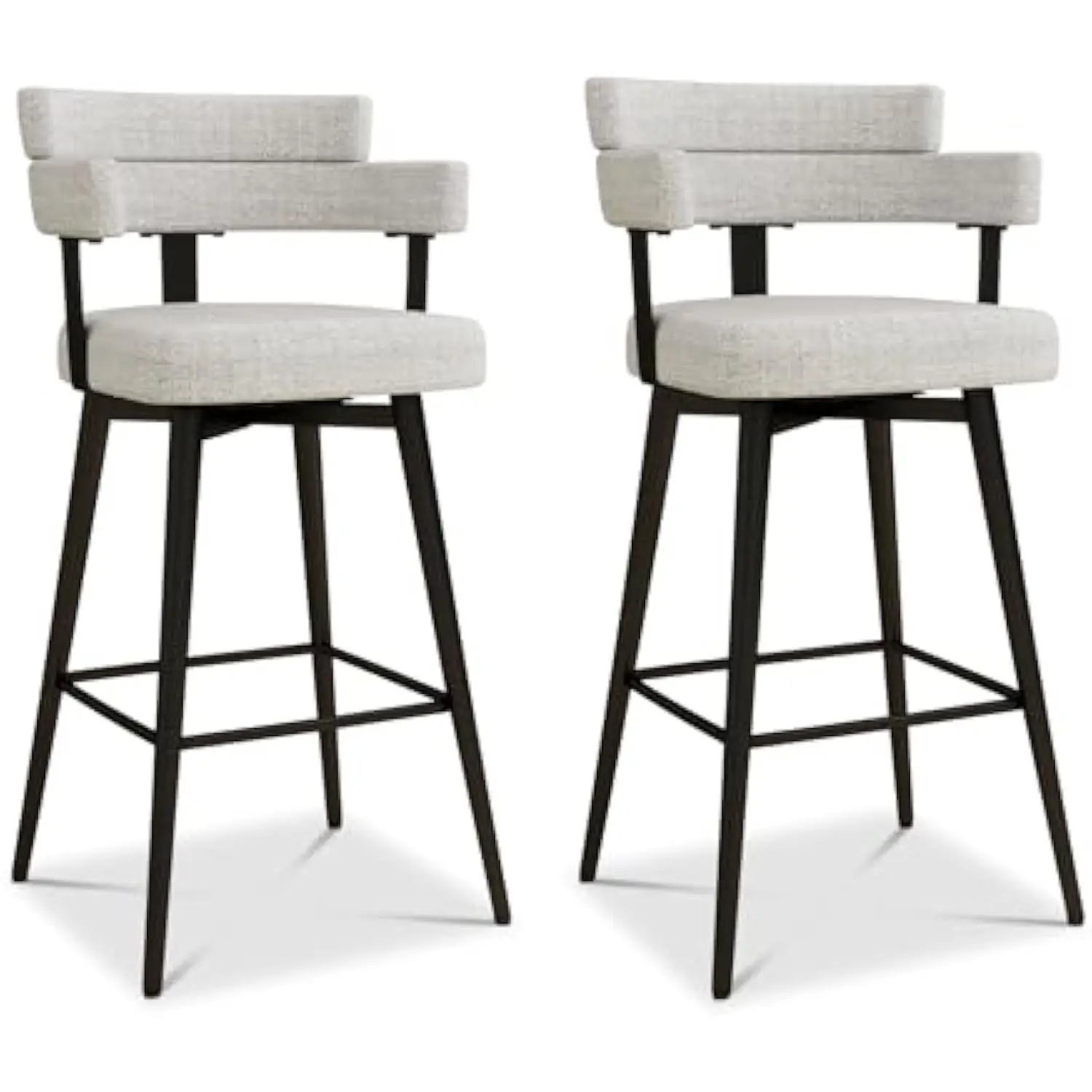 

Counter Height Bar Stools Swivel Barstools with Back Arms Bar Chairs Set of 2 Modern Upholstered Soft Cushioned Metal Footrest