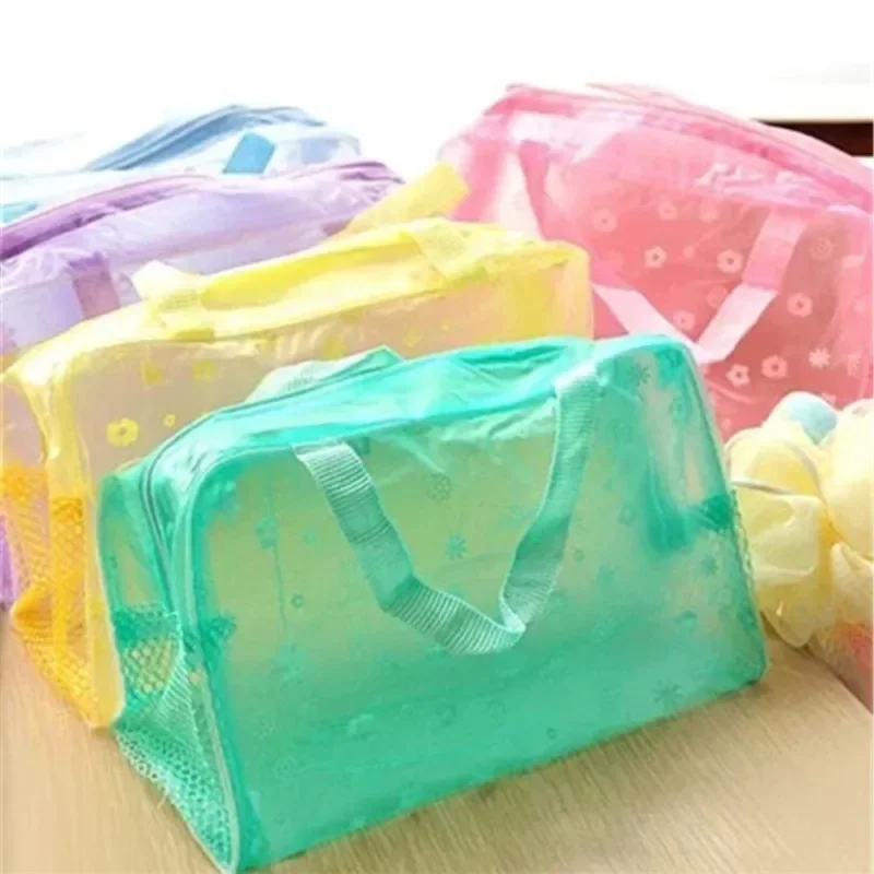 5 Color Waterproof PVC Cosmetic Storage Bag Women Transparent Organizer for Makeup Pouch Compression Travelling Bath Bags