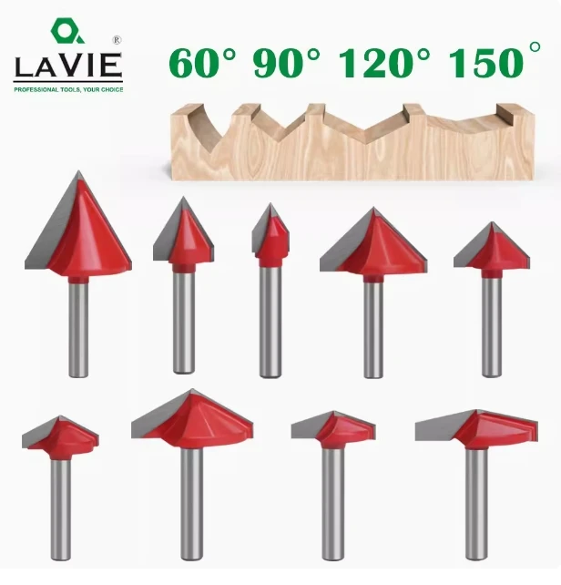 1PC 6MM V-shaped Woodworking Milling Cutter Computer Engraving Slotting 3D Cutter 60-150 Degree Alloy Tungsten Steel Cutter