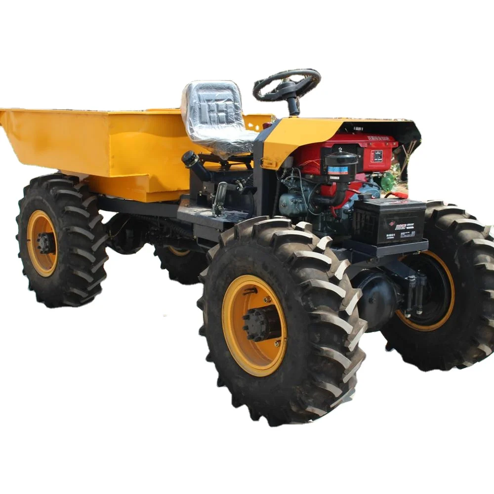 Palm Oil Harvesting 4WD 1Ton ZY100 Mini Tractor to Collect Oil Palm Fruit Concrete Dumper