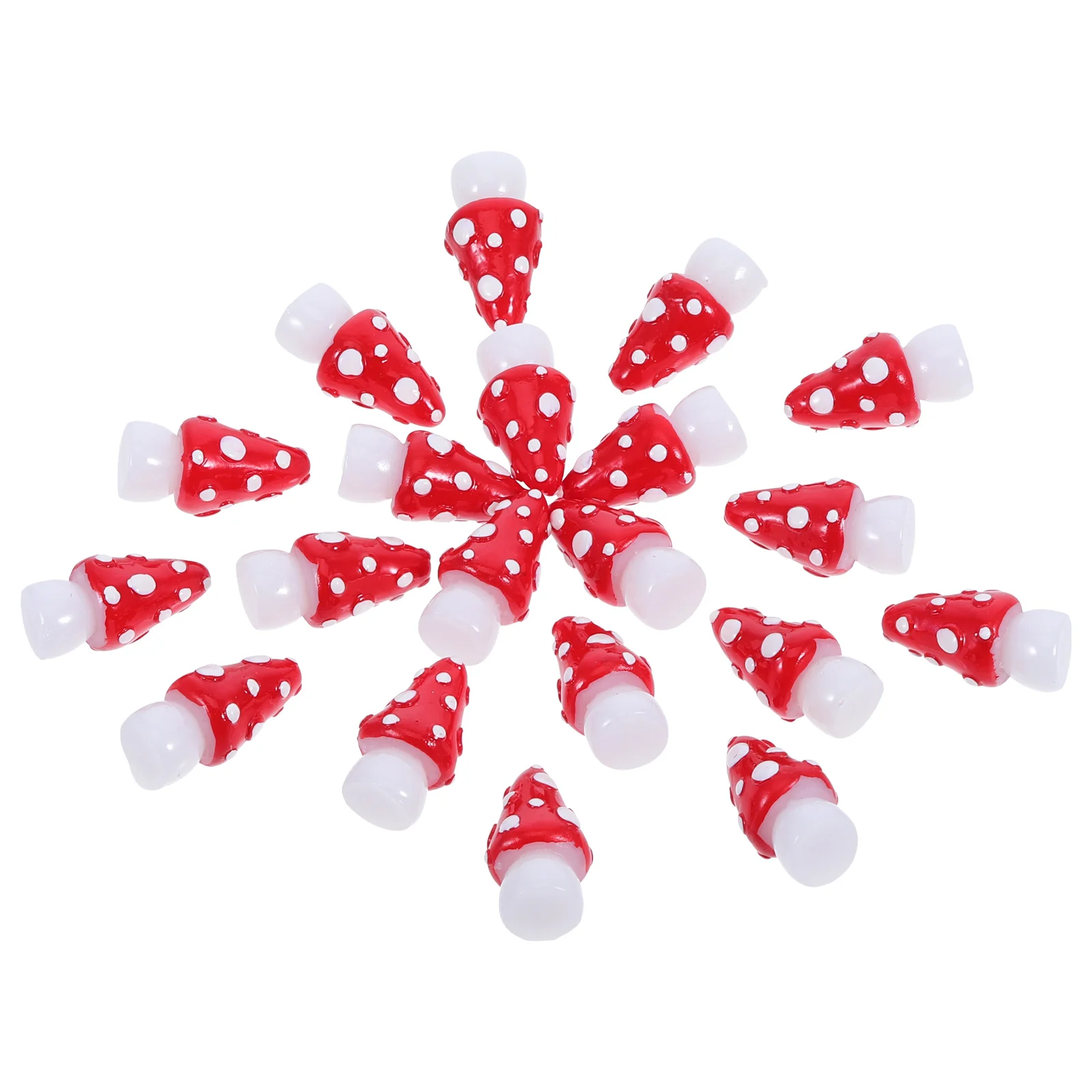 

20pcs Glow-in-the-Dark Mushroom Ornaments Resin Mini Night Light Decor Fairy Garden Wedding Home Red Luminous for Aquarium