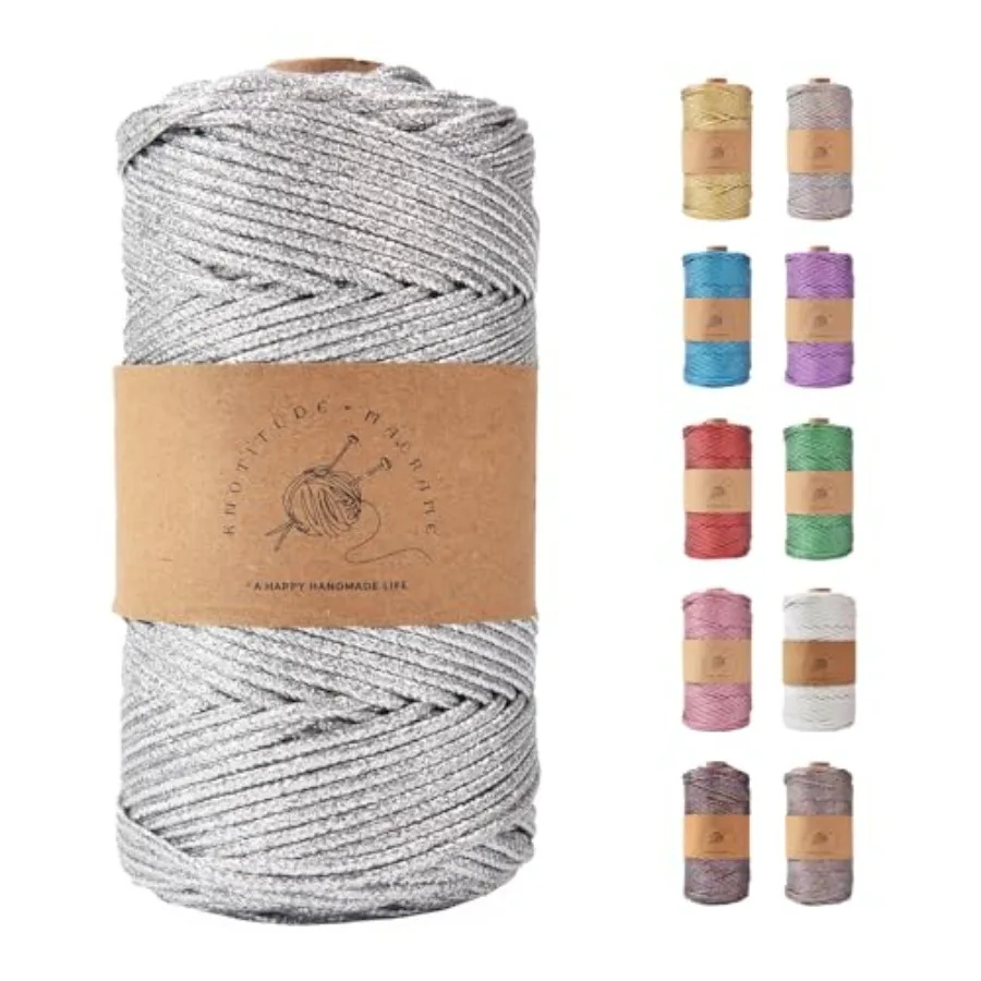

3mm x 87 Yards 80M Metallic Braided Rope PET Craft DIY Wrapping Decoration Macrame Knotting Cord Twine