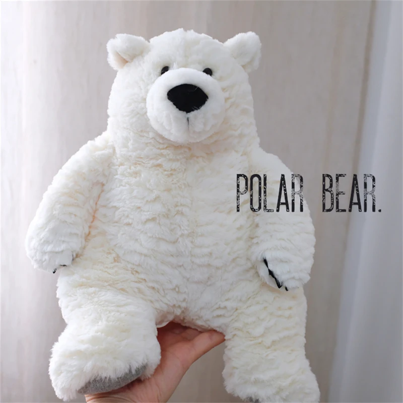 34cm Cute Polar Bear Doll Stuffed Animal Cartoon Furry White Bear Plush Toy Soft Appease Sleeping Plushies Gift For Girl