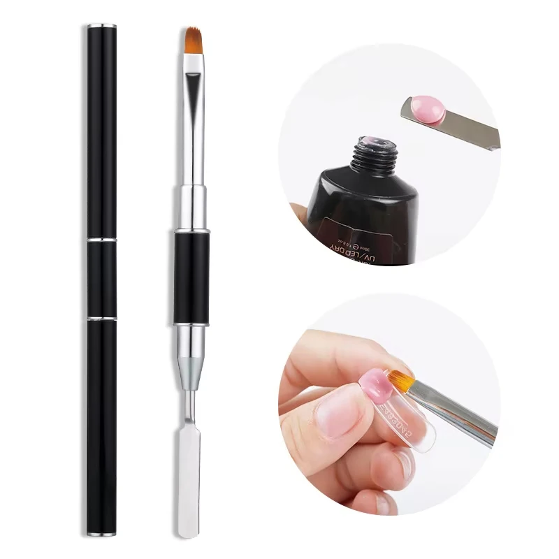 Pinceles de doble cara para manicura, extensión de punta de Gel para uñas, accesorio de construcción acrílica, espátula Polygel, herramientas para uñas