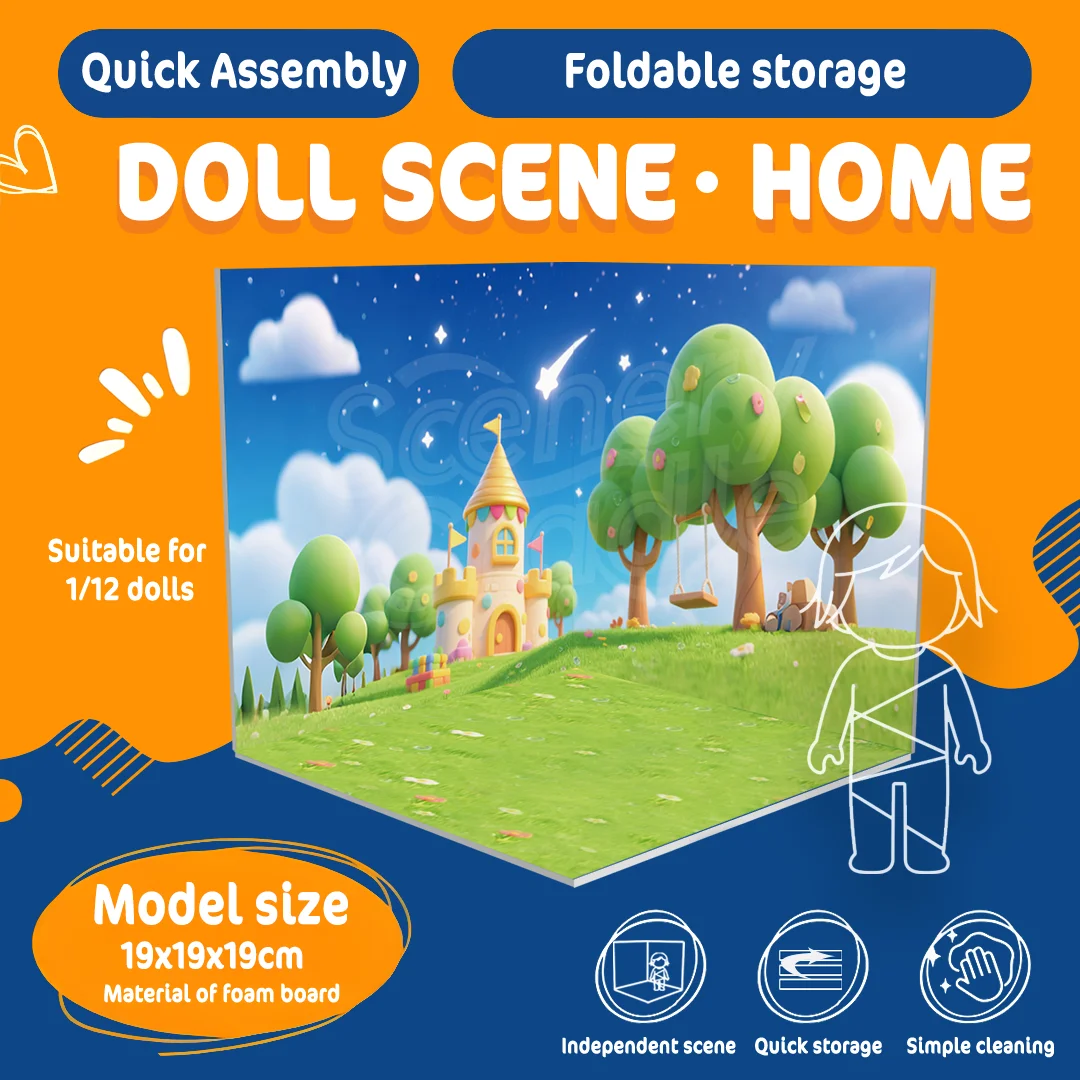 Trendy PVC Display Background Board for Blind Box Dolls Figures Animal Forest Elf Scenes - Toy Display Background