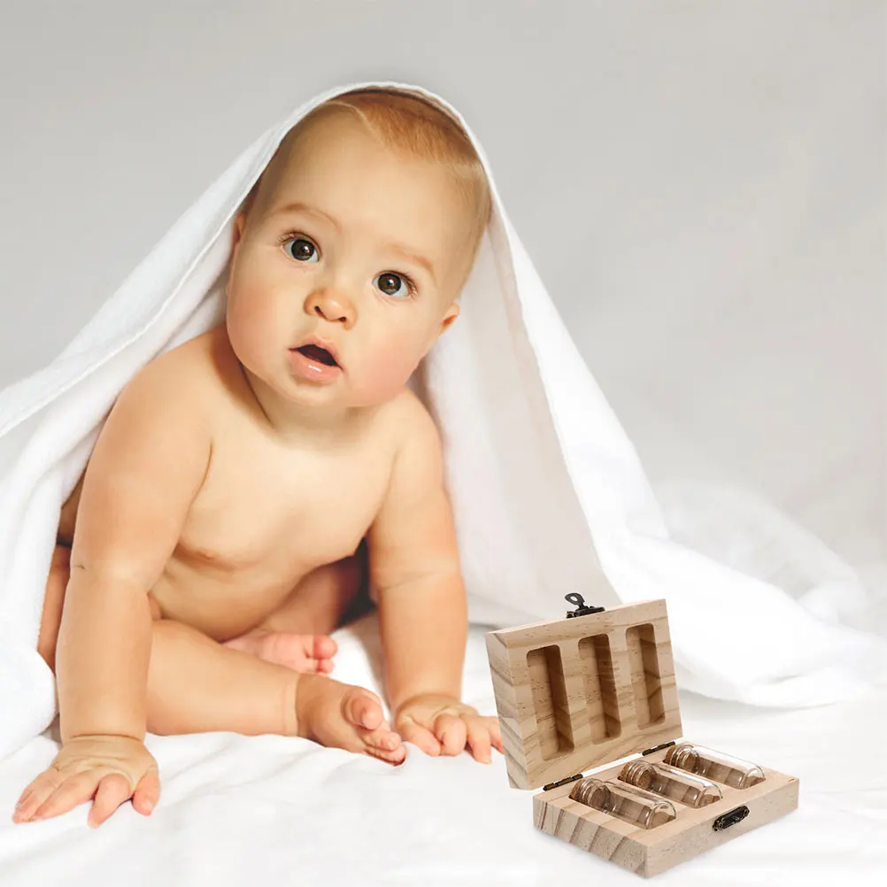 

1 set 1 Set Baby Umbilical Cord Preservation Box Wooden Fetal Hair Storage Keepsake For Newborn Memory Organizer Tooth Hair Box