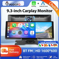 Podofo Universal 9.3" Screen Car Radio Multimedia WIFI Video Player Wireless Carplay Android Auto With Voice Control