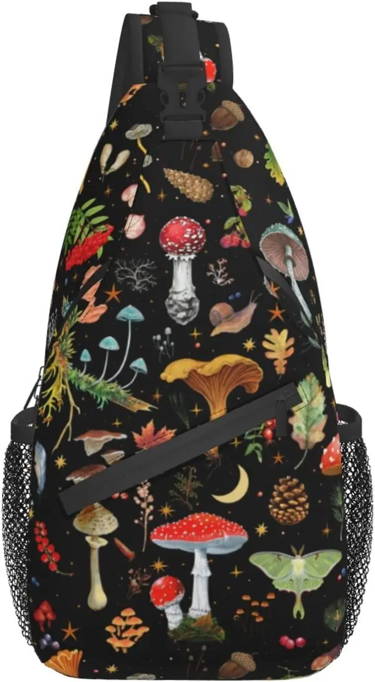 Mushroom Sling Backpack,Mushroom Gifts Crossbody Bag For Women Men Sling Bag Travel Hiking Shoulder Chest Bag Daypack Unisex