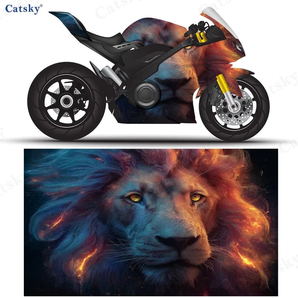 

Flame Lion Motorcycle Vinyl Packaging-waterproof, Detachable Sticker, Universal For Motorcycles, Durable Scratch Resistant PVC,