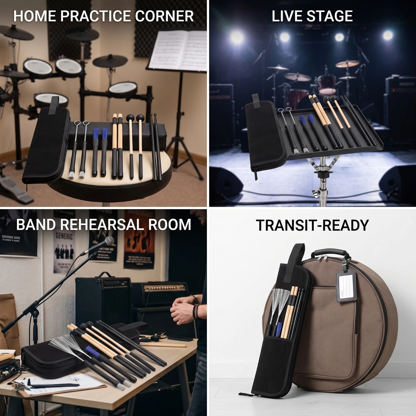 5 Pair Drum Accessory Kit Portable Drum Stick Bag with Handle Drumstick Bag with Handles Lightweight Drumsticks Compact