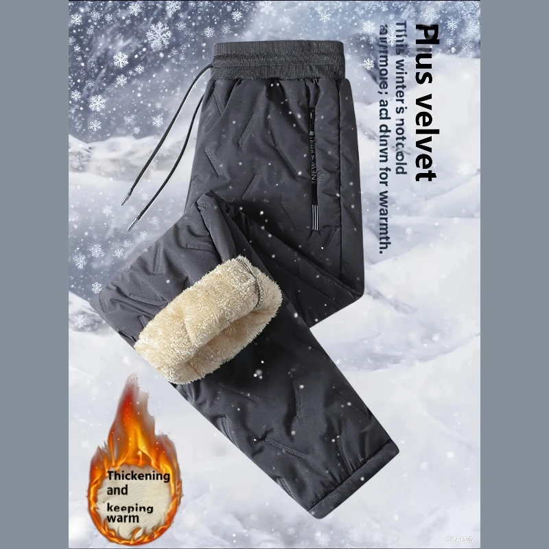 

Мужские уличные толстые теплые брюки, осенне-зимние теплые утолщенные молодежные брюки Y2k, мешковатые ветрозащитные длинные брюки для мужчин