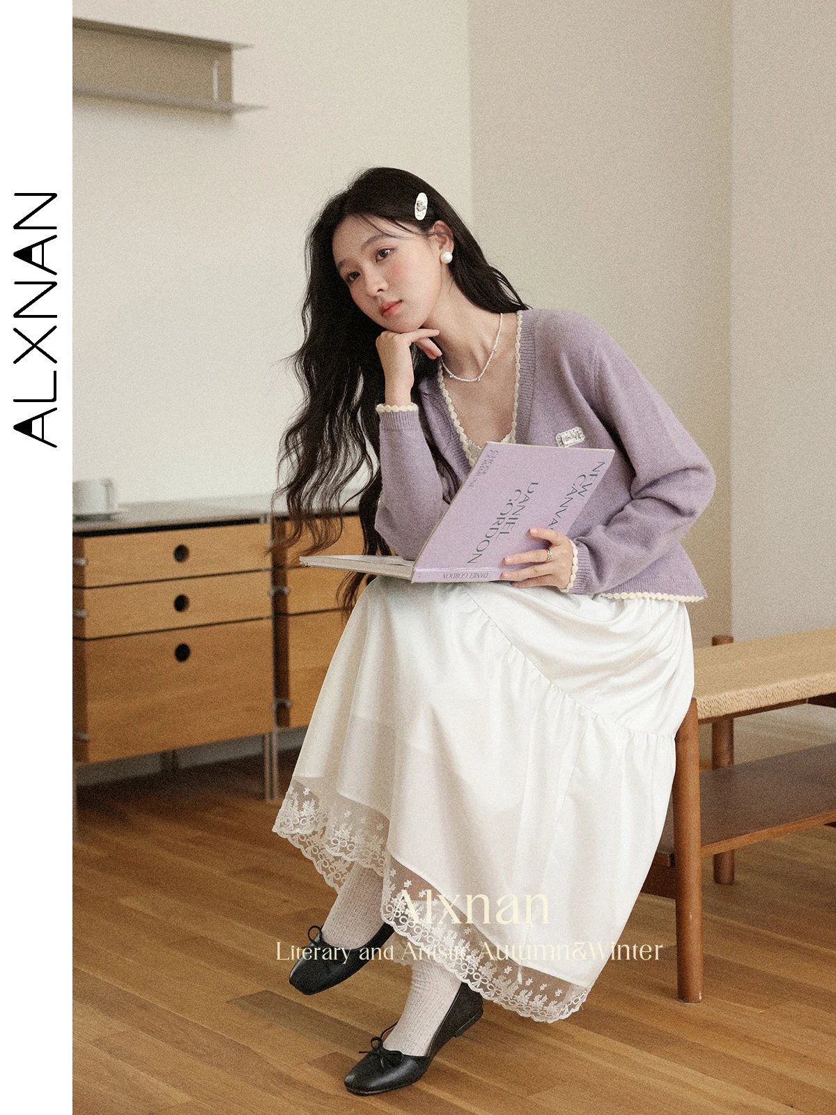 ALXNAN femmes robe sans manches blanc élégant dentelle Patchwork longue robe trapèze 2025 été coréen populaire vêtements femme L56803