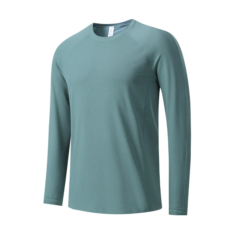 

Men's New Base Top Cycling Running Speed Dry Ice Silk Long Sleeved Round Neck Breathable T-shirt Sports Fitness Inner Top