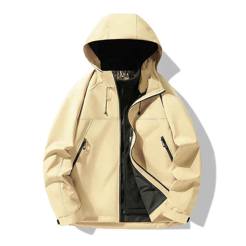 شتاء جديد الرجال موضة سترات للتنزه 3 في 1 رشاقته الدافئة جاكيتات الرجال Windptoof غير نافذ للمطر الرياضة في الهواء الطلق مقنعين معاطف