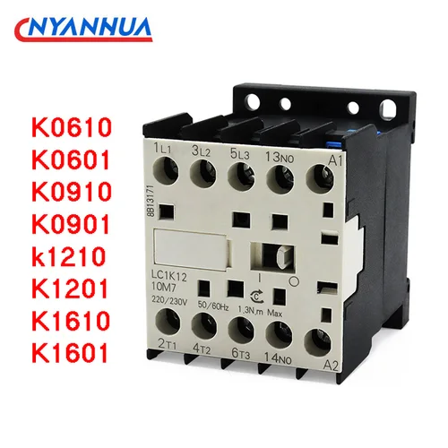 220V 24V Mini Contactor de CA CJX2-K0910 K0901 K1210 K1201 K1610 1NO/NC Voltaje de bobina 50/60Hz 9A 12A 16A