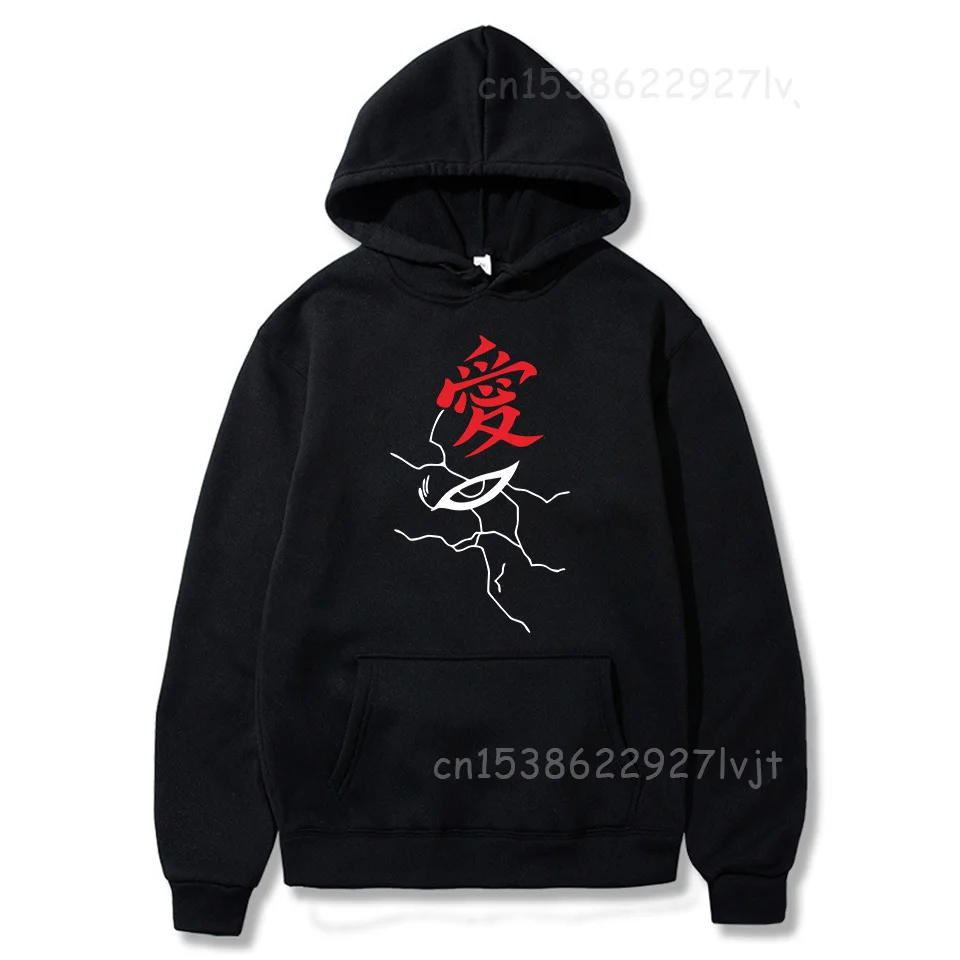 Anime Naruto Gaara Love Printed Hoodie Harajuku Manga Graphic Sweatshirt Pullover Comfortable Fleece Soft Hooded Streetwear