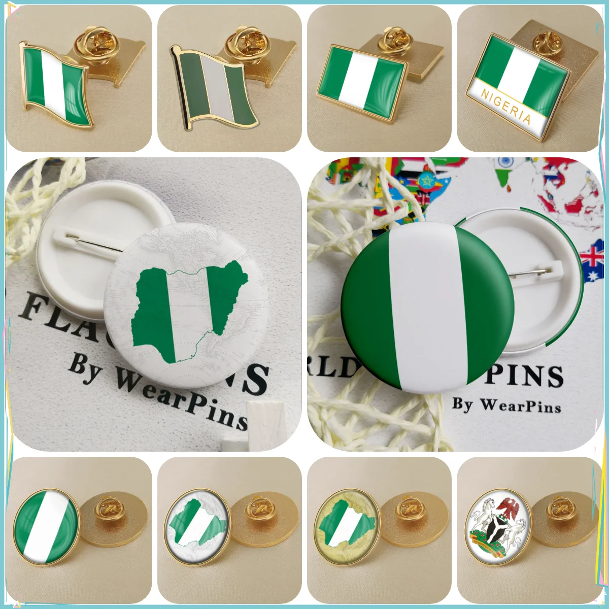 Nigeria Flag National Emblem Brooch Badges Lapel Pins