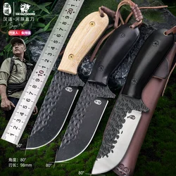 HX OUTDOORS Forging Hunting Knife ,Wood Camping Knives ,Straight Survival Knives ,Fishing Tool With Leather Sheath Dropshipping