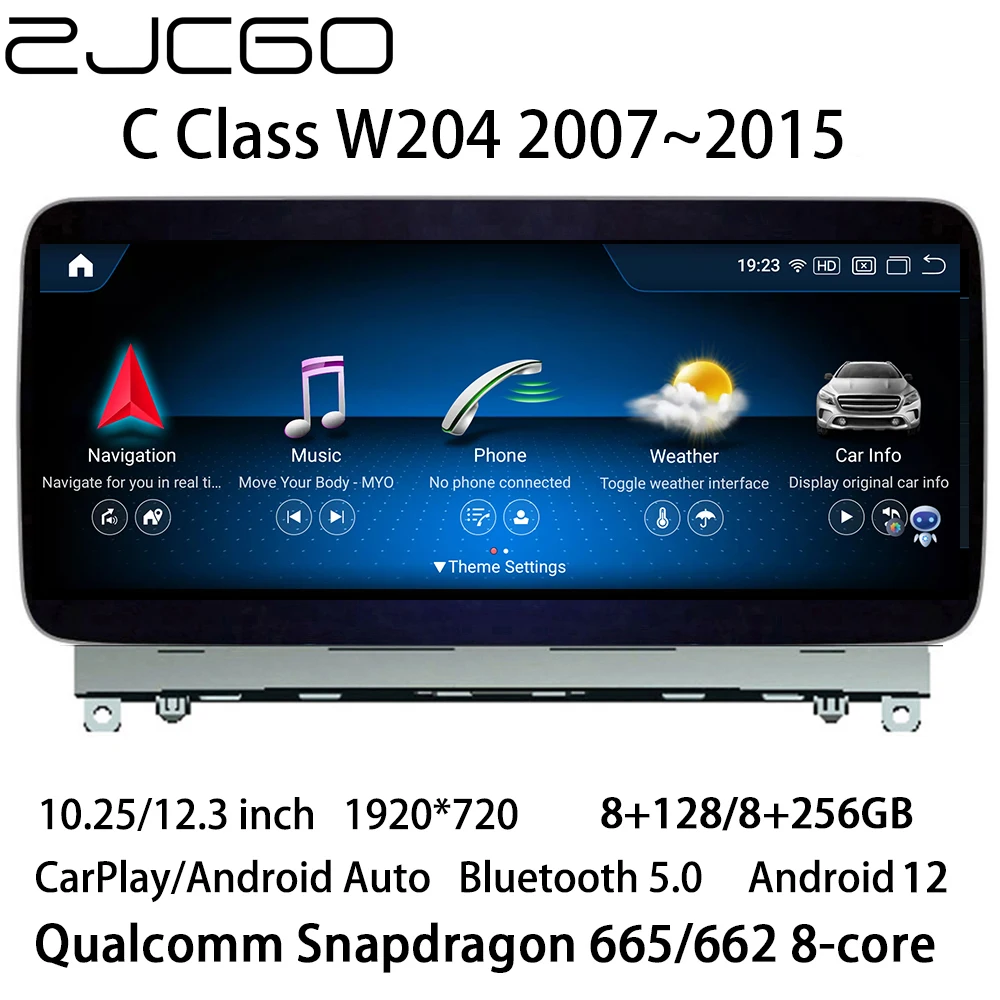 

ZJCGO Multimedia Player Stereo GPS Radio Navigation Android 12 Screen for Mercedes Benz C Class W204 C180 C200 C220 C230 C280