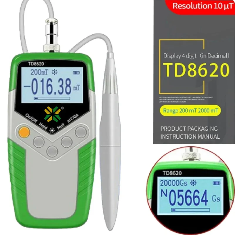 

TD8620 Hand-held Digital Tesla Meter Permanent Magnet Gauss Handheld Magnetic Flux Surface Field Test