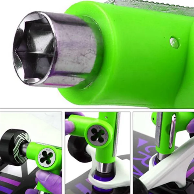 Skateboard-Werkzeug, Rollschuh-Roller, Einstell-T-Schlüssel, langes Brett, Fischbrett, Reparaturwerkzeuge, L-Typ-Kopfschlüssel, Grün