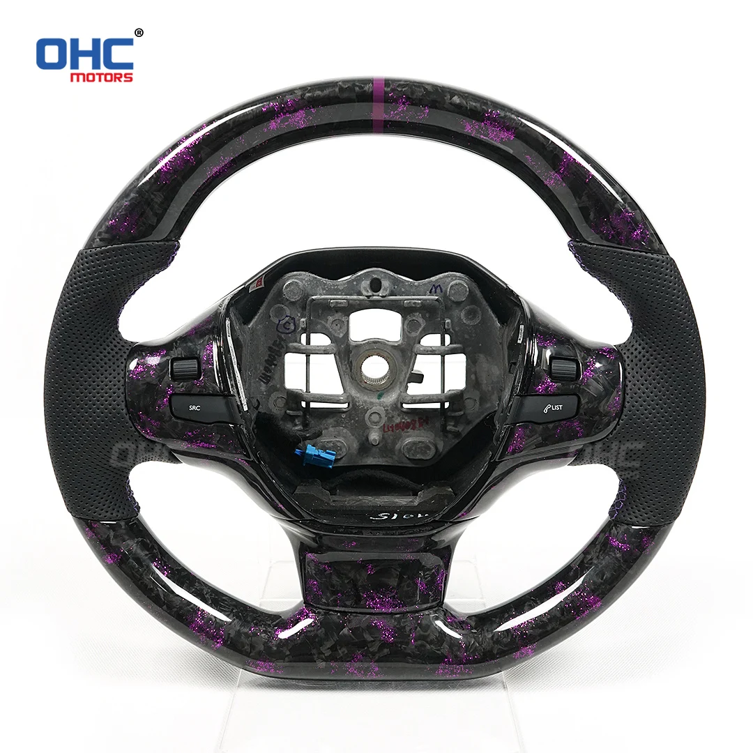 

OHC For Peugeot 100% Pure Carbon Fiber Steering Wheel Punched Leather Customized Lmprove Driving Experience