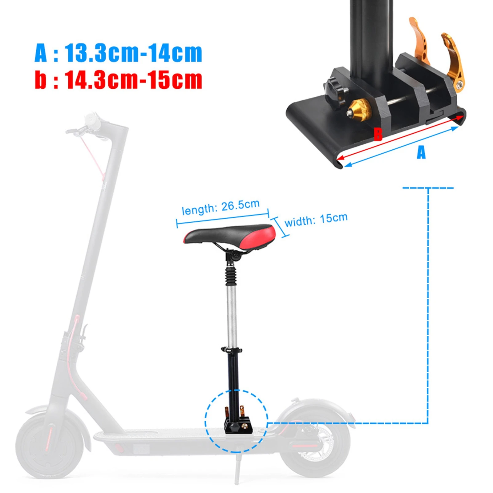 Electric Scooter Seat Saddle Foldable Adjustable Universal Punch Free Scooter Seat Replacement for Xiaomi M365